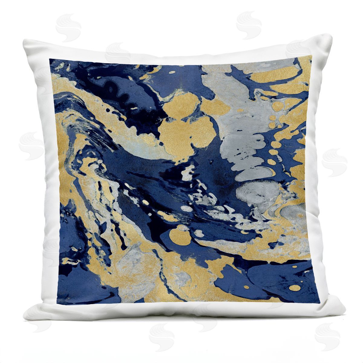 Contemporary Glam Blue Swirl Outdoor Printed Pillow, Home Decor by Danielle Carson