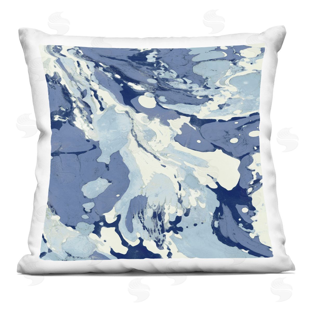 Modern Blue Flowing Pattern Decorative Printed Pillow, Home Decor by Danielle Carson