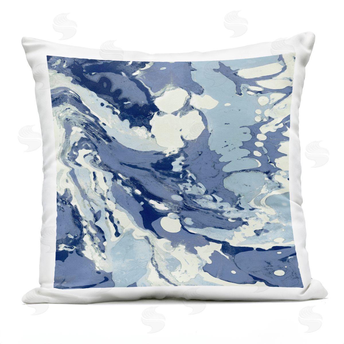 Modern Blue Marbled Shapes Outdoor Printed Pillow, Home Decor by Danielle Carson