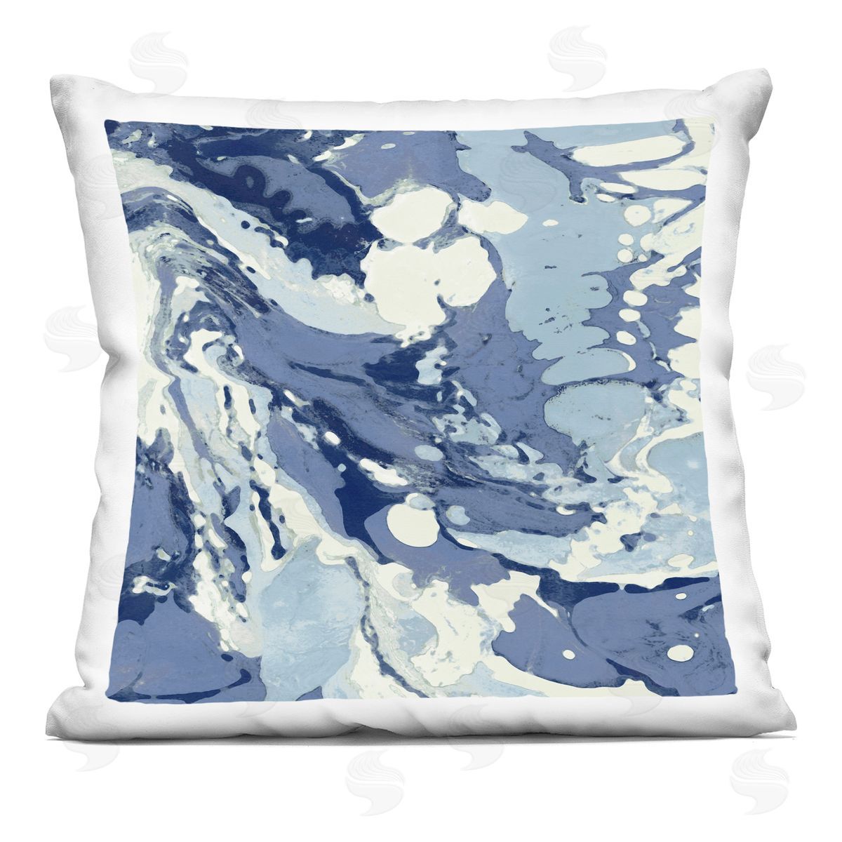 Modern Blue Marbled Shapes Decorative Printed Pillow, Home Decor by Danielle Carson