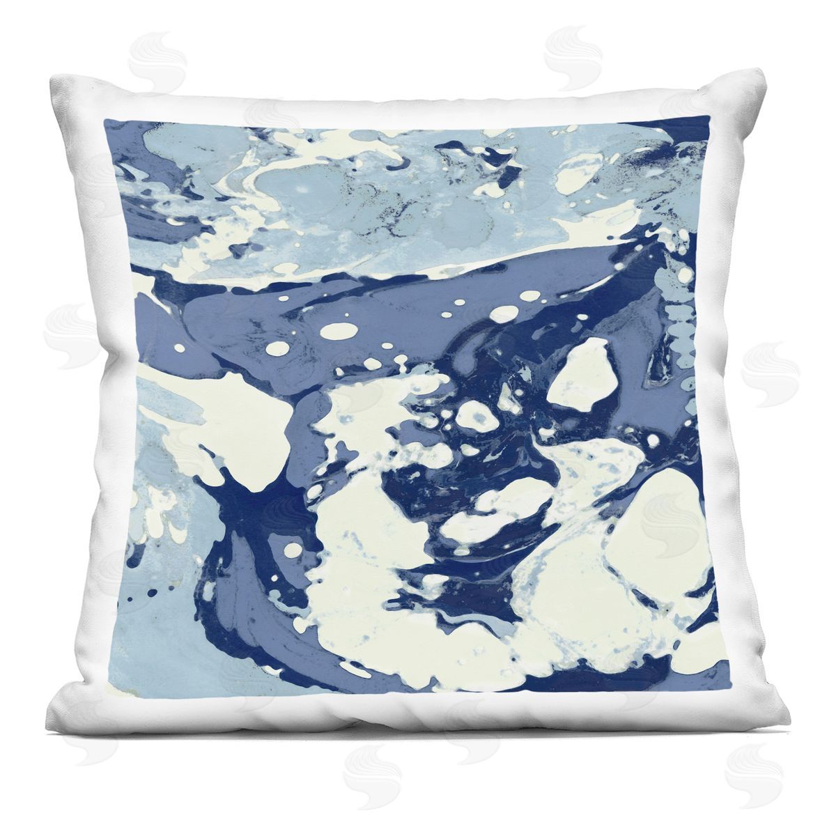 Marbled Blue Fluid Abstract Decorative Printed Pillow, Home Decor by Danielle Carson