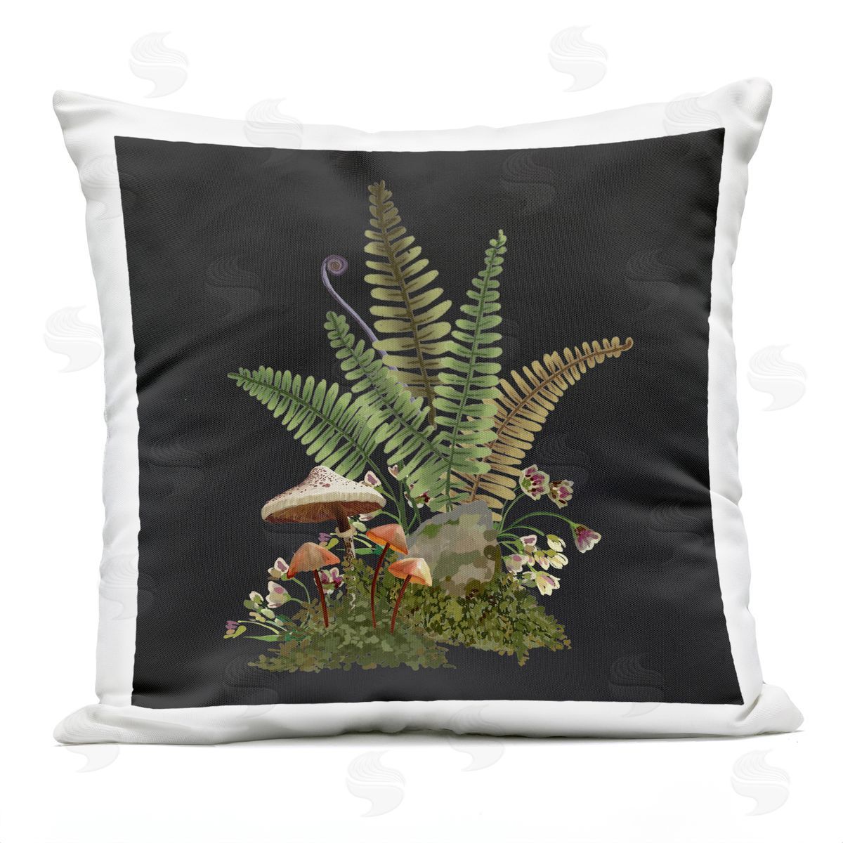 Blooming Ferns Woodland Plants Outdoor Printed Pillow, Home Decor by House of Rose