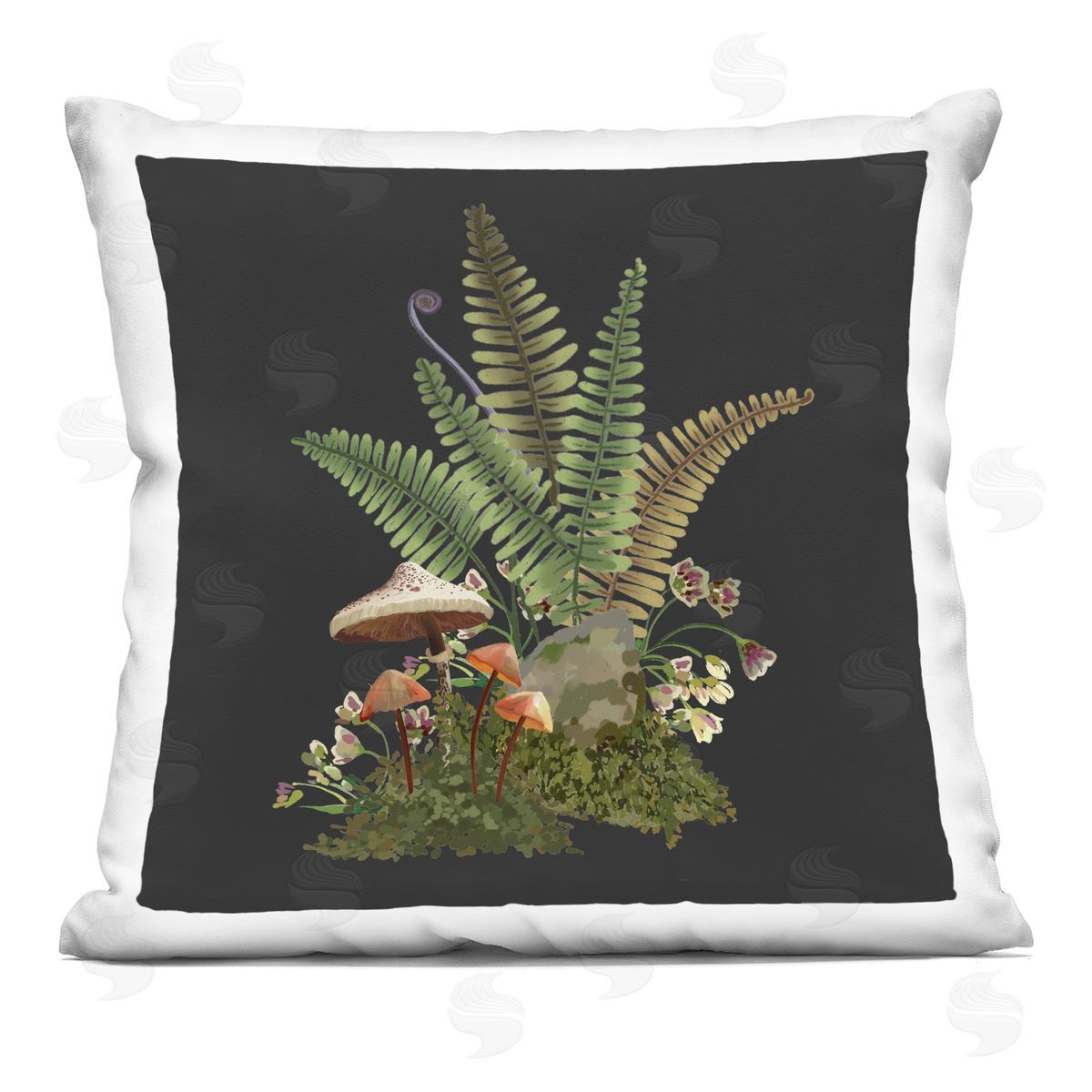 Blooming Ferns Woodland Plants Decorative Printed Pillow, Home Decor by House of Rose