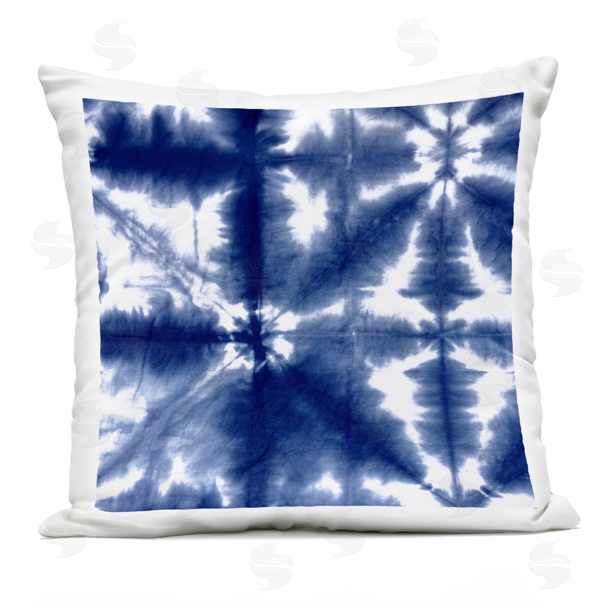 Symmetrical Blue Tie Dye Effect Outdoor Printed Pillow, Home Decor by Ellie Roberts