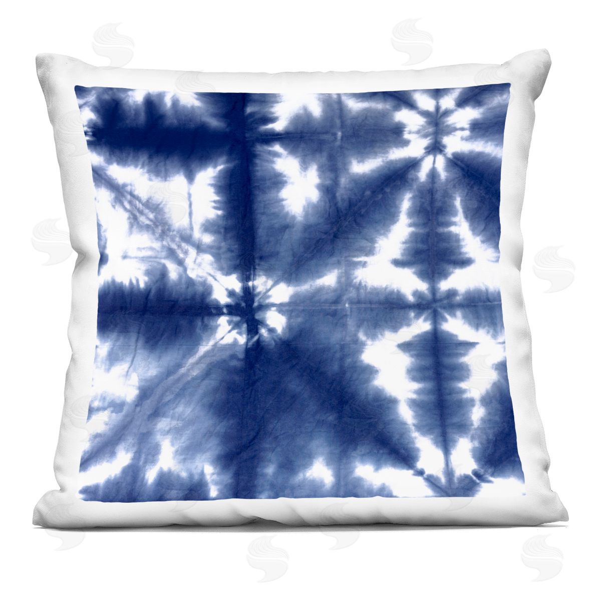 Symmetrical Blue Tie Dye Effect Decorative Printed Pillow, Home Decor by Ellie Roberts