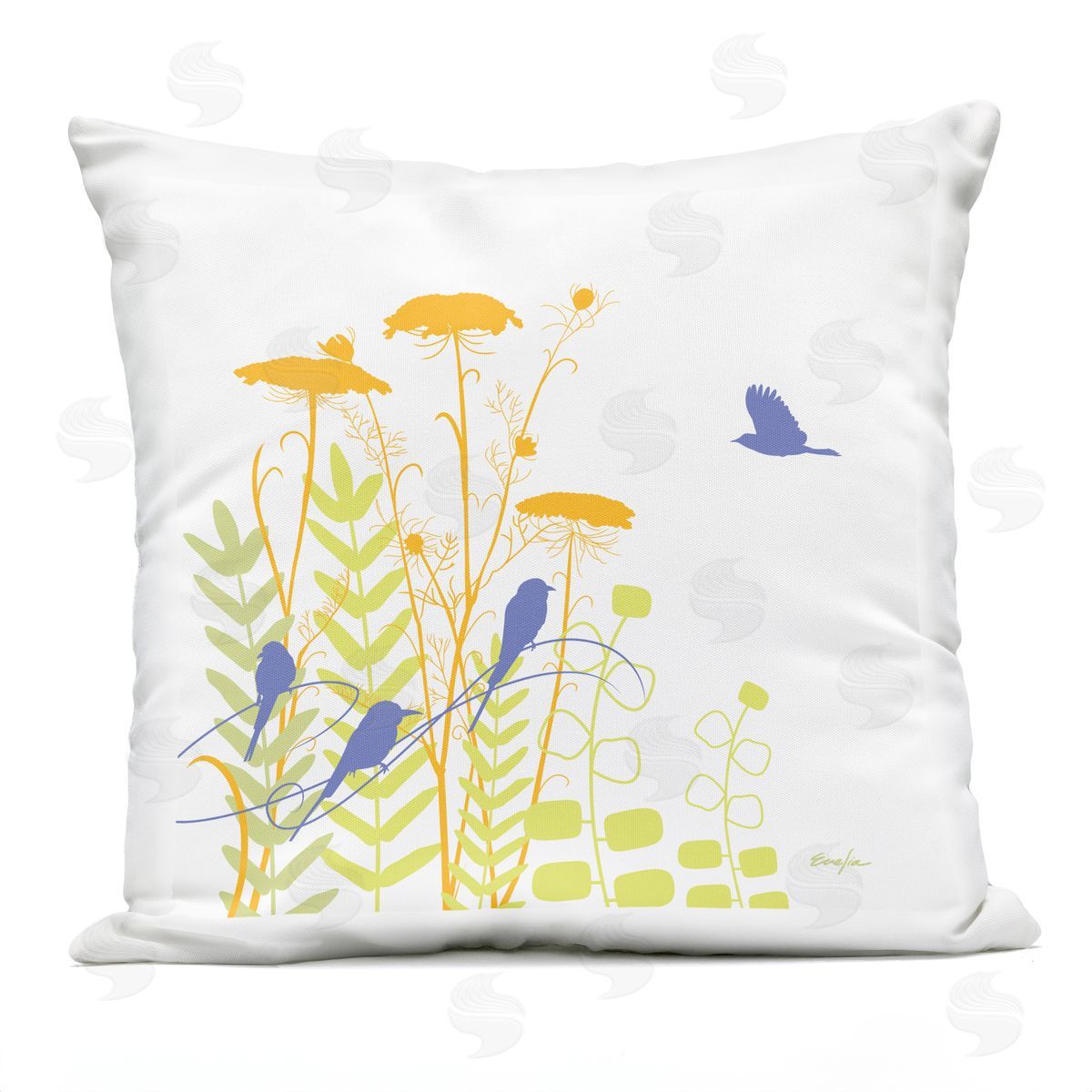 Contemporary Plant Spouts Nature Outdoor Printed Pillow, Home Decor by Evelia Designs