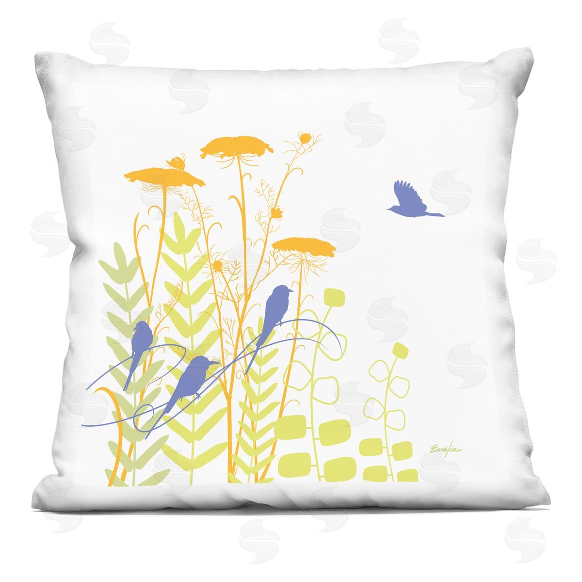 Contemporary Plant Spouts Nature Decorative Printed Pillow, Home Decor by Evelia Designs