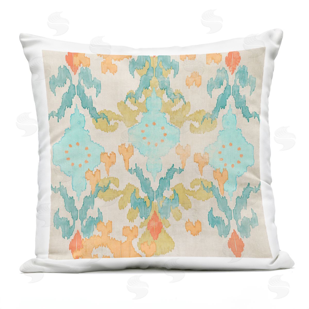 Fun Ikat Floral Shapes Outdoor Printed Pillow, Home Decor by Evelia Designs