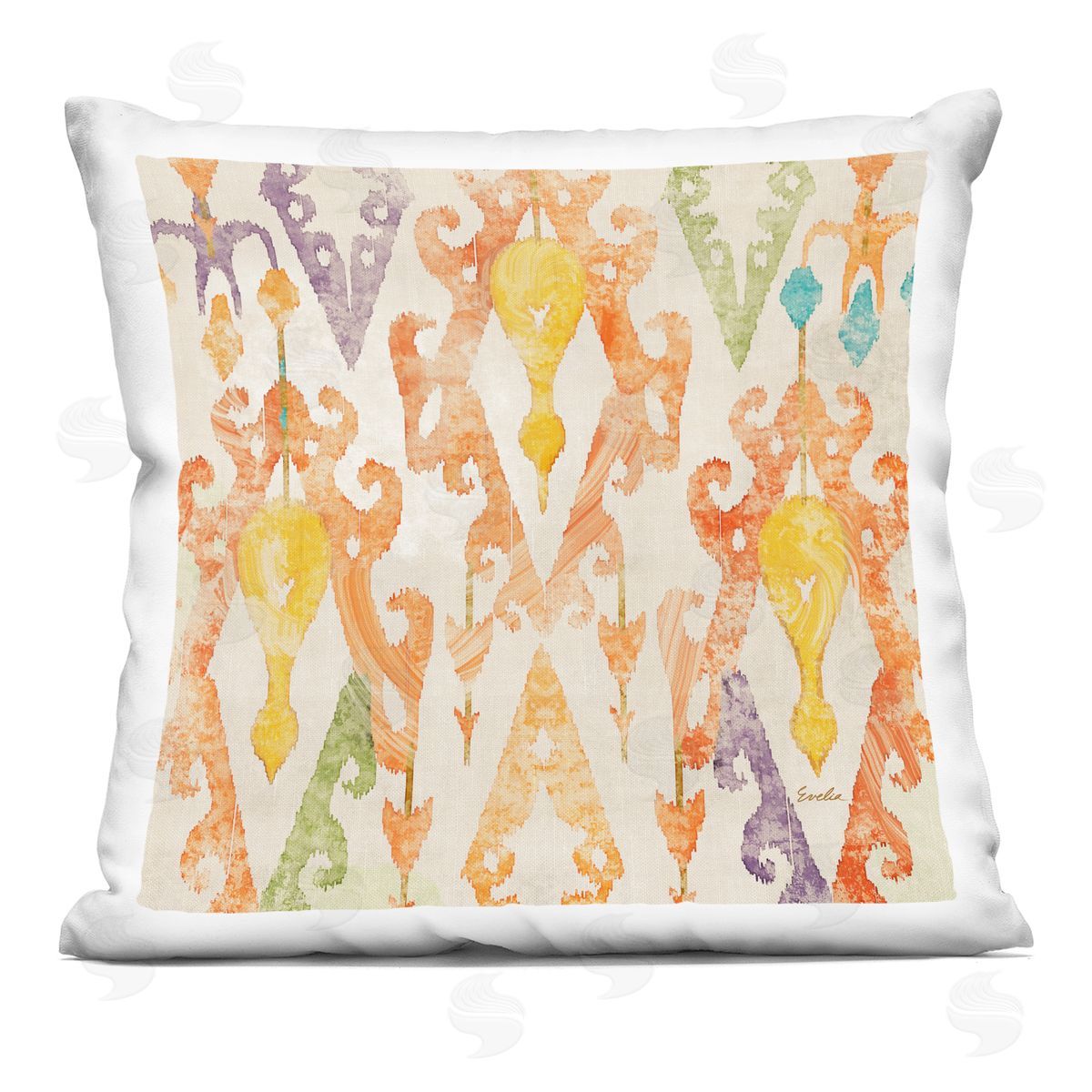 Vibrant Hues Geometric Pattern Decorative Printed Pillow, Home Decor by Evelia Designs