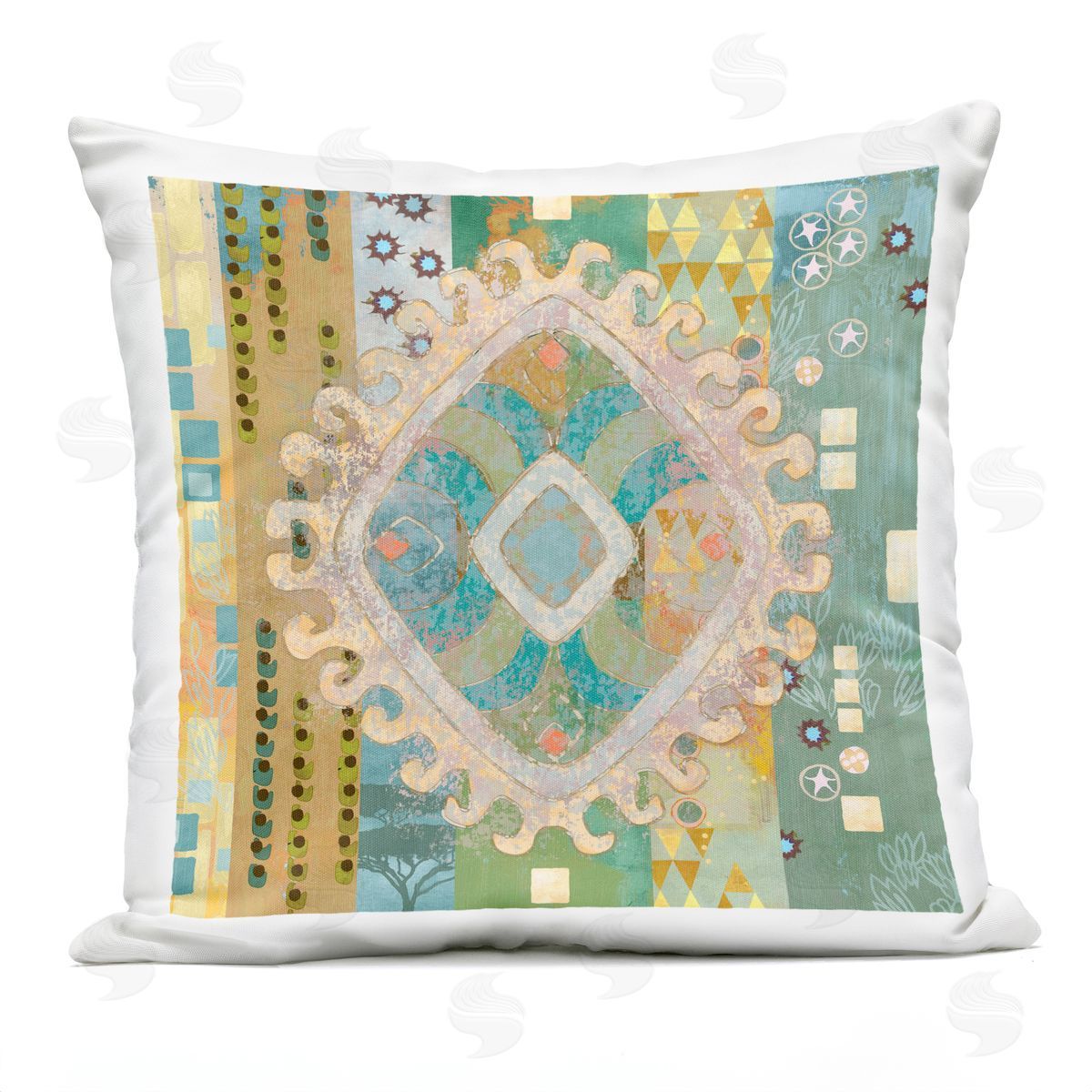 Whimsical Geometric Boho Pattern Outdoor Printed Pillow, Home Decor by Evelia Designs