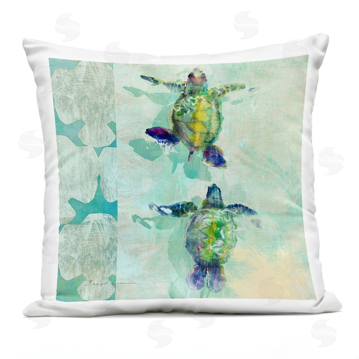 Aquatic Swimming Baby Turtles Outdoor Printed Pillow, Home Decor by Evelia Designs