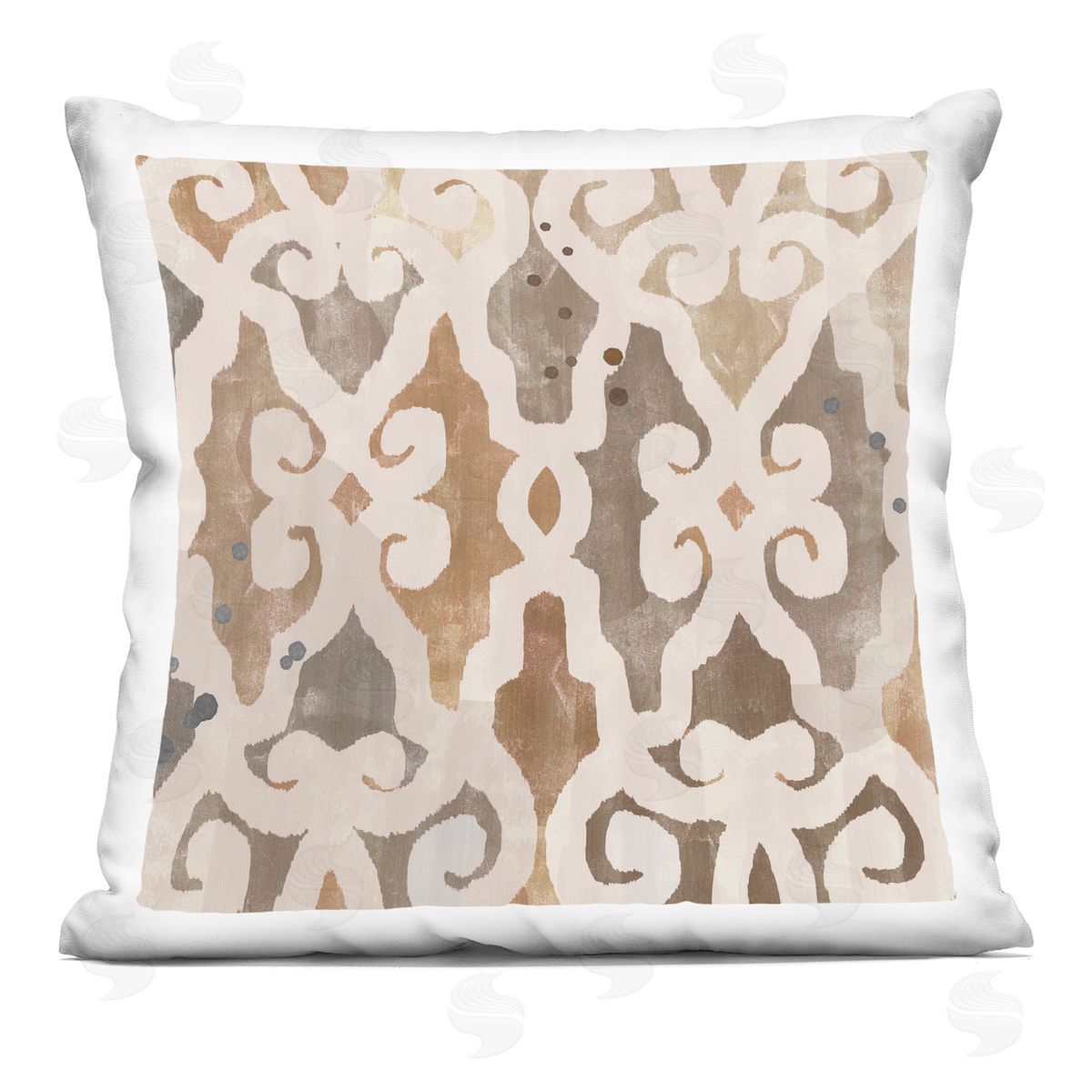 Brown Earthy Geometric Pattern Decorative Printed Pillow, Home Decor by Flora Kouta