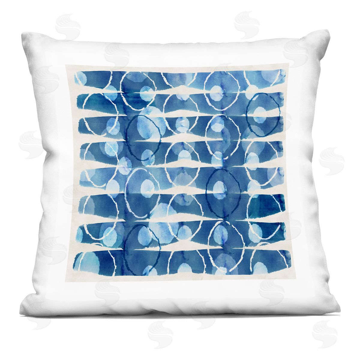 Vivid Blue Shapes Circles Decorative Printed Pillow, Home Decor by Flora Kouta