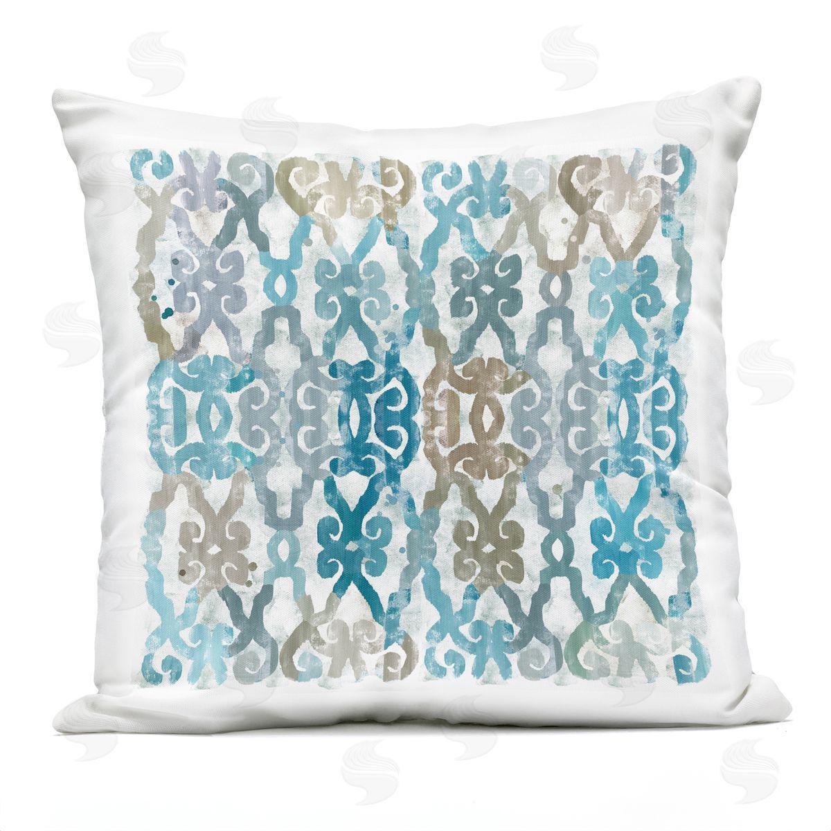Blue Accent Boho Outline Pattern Outdoor Printed Pillow, Home Decor by Flora Kouta