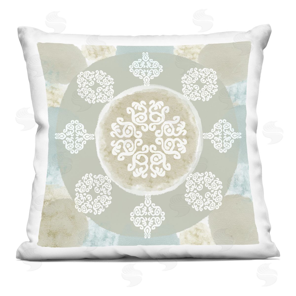 Earthy Muted Geometric Pattern Decorative Printed Pillow, Home Decor by Flora Kouta