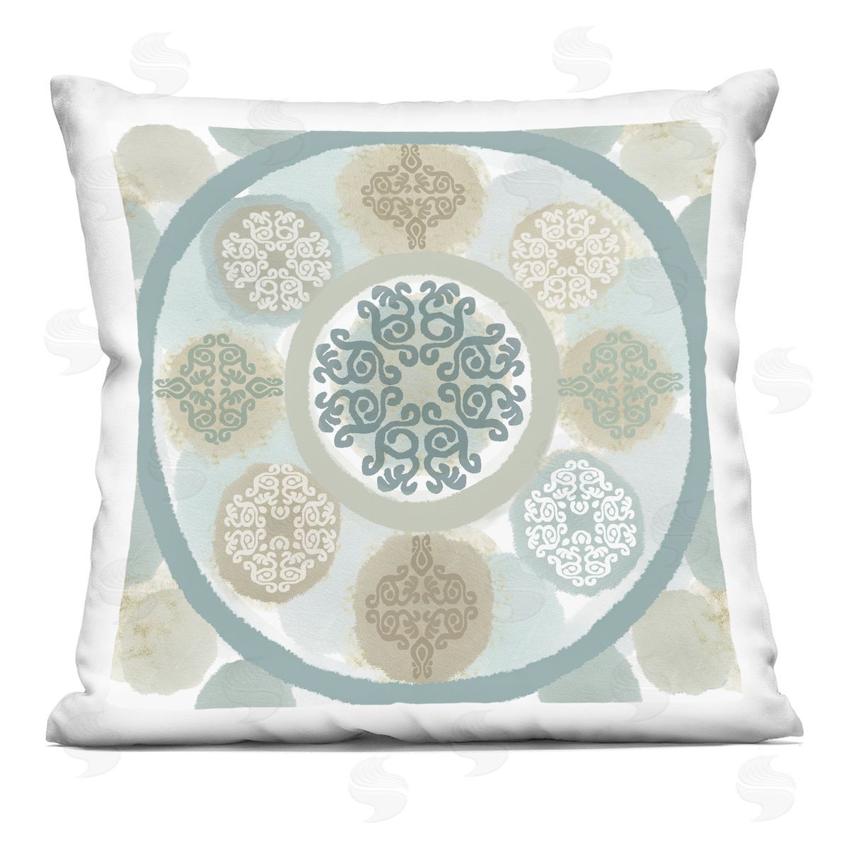 Ornate Boho Mandala Shapes Decorative Printed Pillow, Home Decor by Flora Kouta
