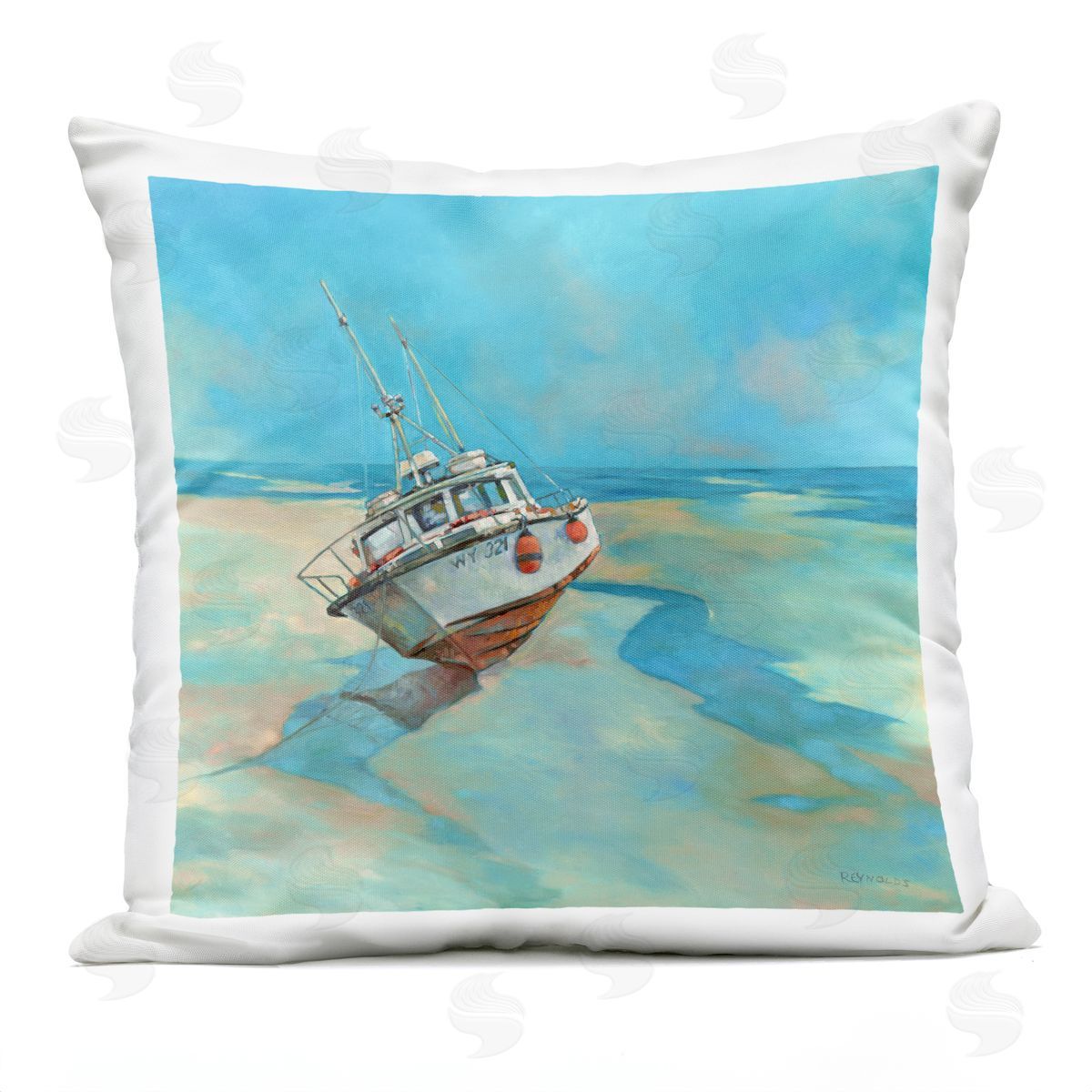 Low Tide Beach Shoreline Outdoor Printed Pillow, Home Decor by Graham Reynolds