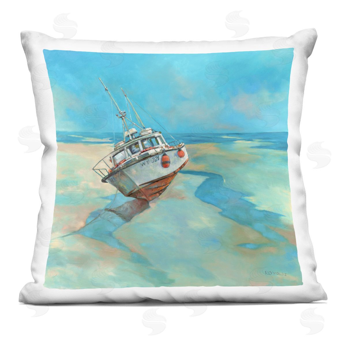 Low Tide Beach Shoreline Decorative Printed Pillow, Home Decor by Graham Reynolds