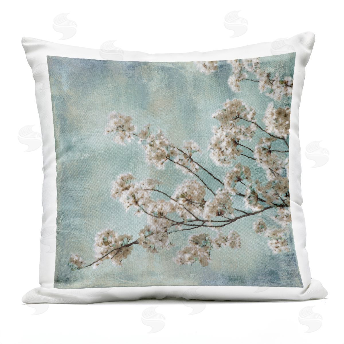 Shabby Chic Cherry Blossoms Outdoor Printed Pillow, Home Decor by John Seba