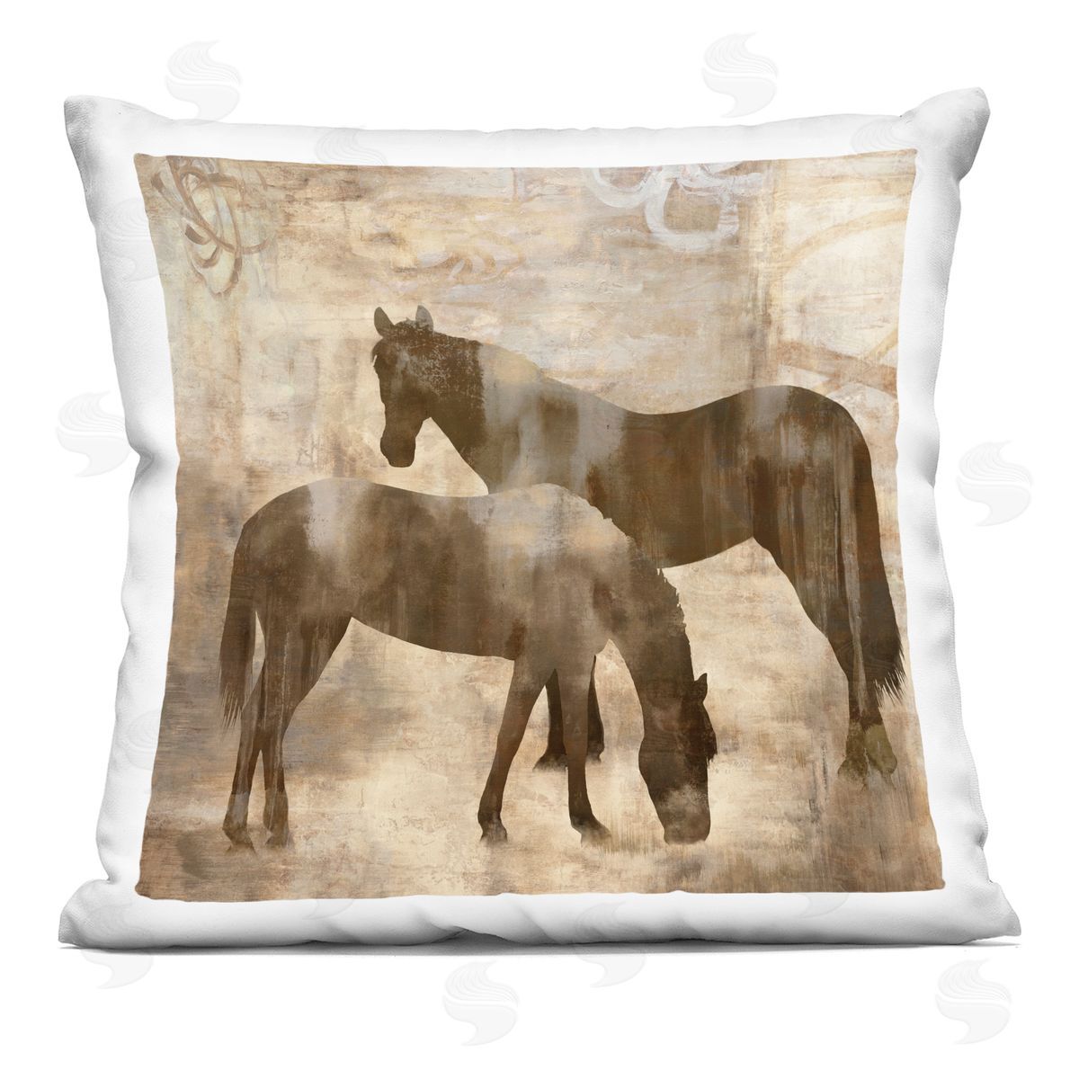 Rustic Farm Horses Silhouettes Decorative Printed Pillow, Home Decor by Jason Mann