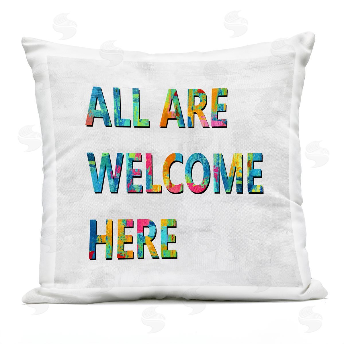 All Are Welcome Here Rainbow Outdoor Printed Pillow, Home Decor by Jamie MacDowell