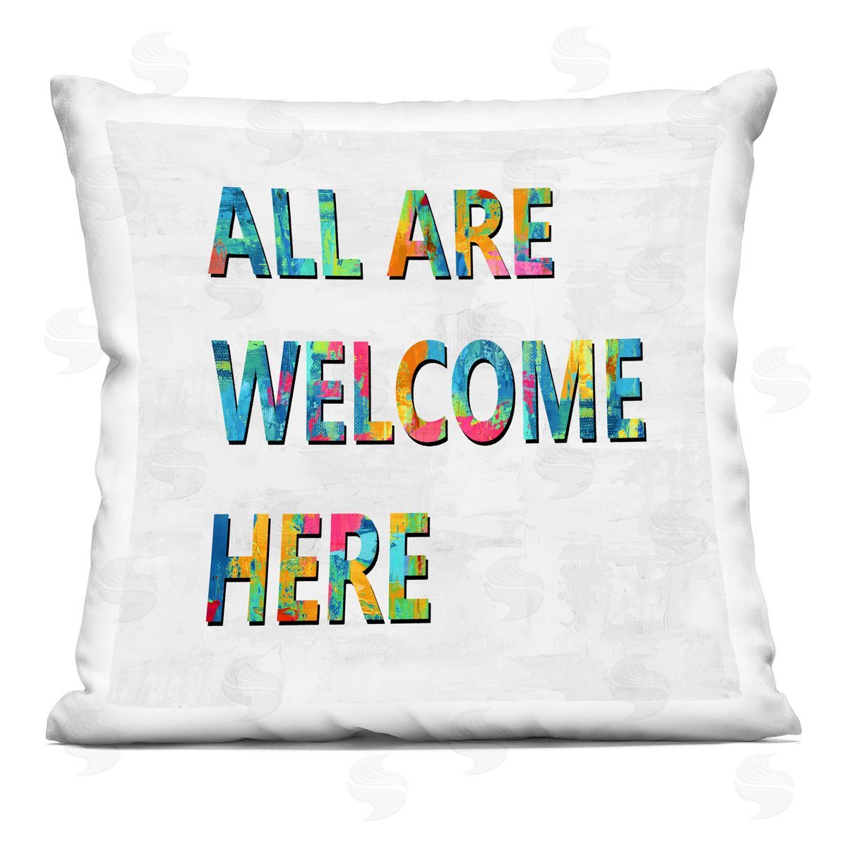 All Are Welcome Here Rainbow Decorative Printed Pillow, Home Decor by Jamie MacDowell