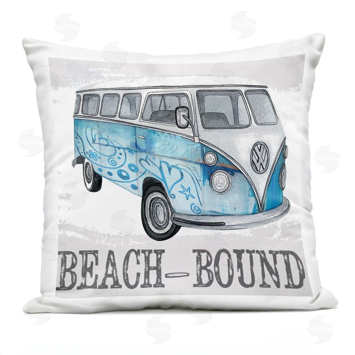 Beach Bound Vacation Retro Bus Outdoor Printed Pillow, Home Decor by Karen Smith