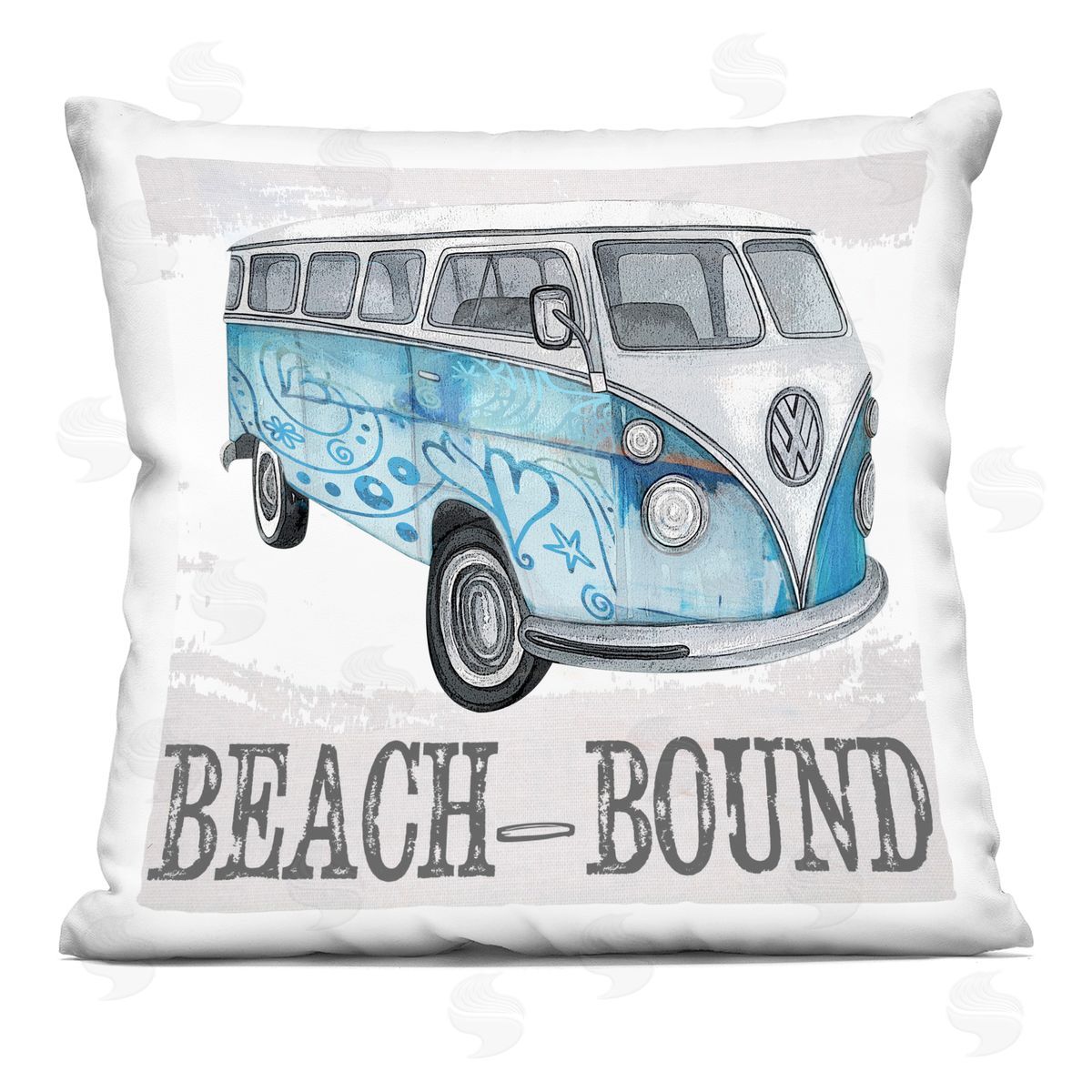 Beach Bound Vacation Retro Bus Decorative Printed Pillow, Home Decor by Karen Smith