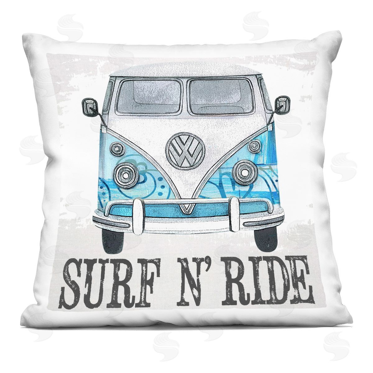 Surf N' Ride Retro Summer Bus Decorative Printed Pillow, Home Decor by Karen Smith