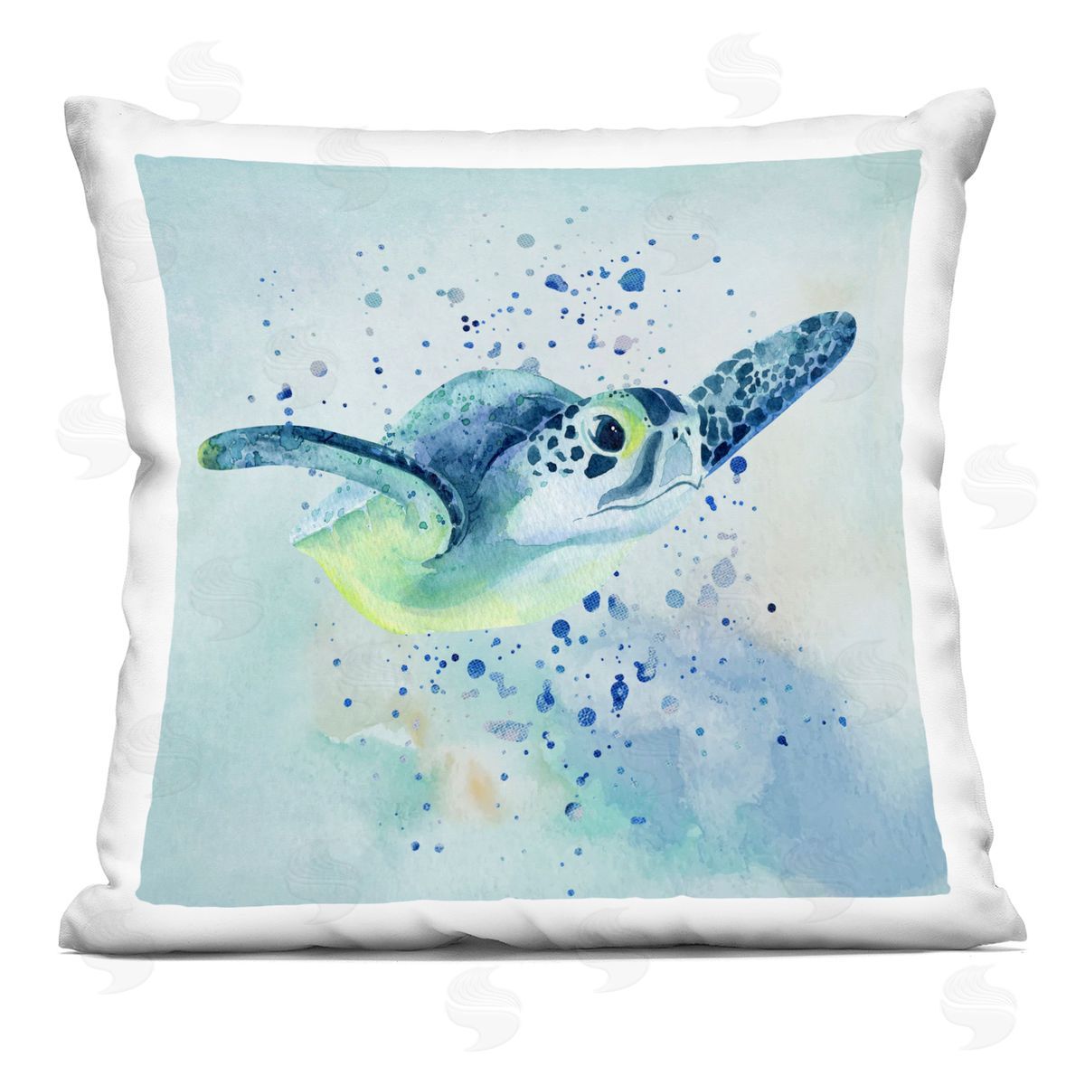 Swimming Turtle Underwater Bubbles Decorative Printed Pillow, Home Decor by Karen Smith