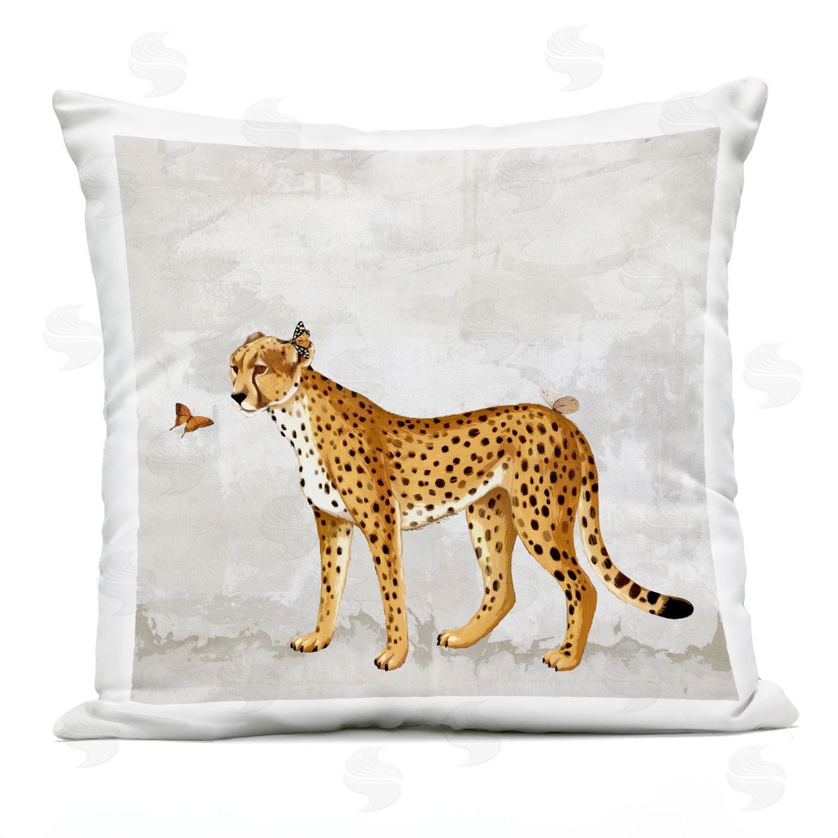 Cheetah Butterfly Animal Friends Outdoor Printed Pillow, Home Decor by Karen Smith