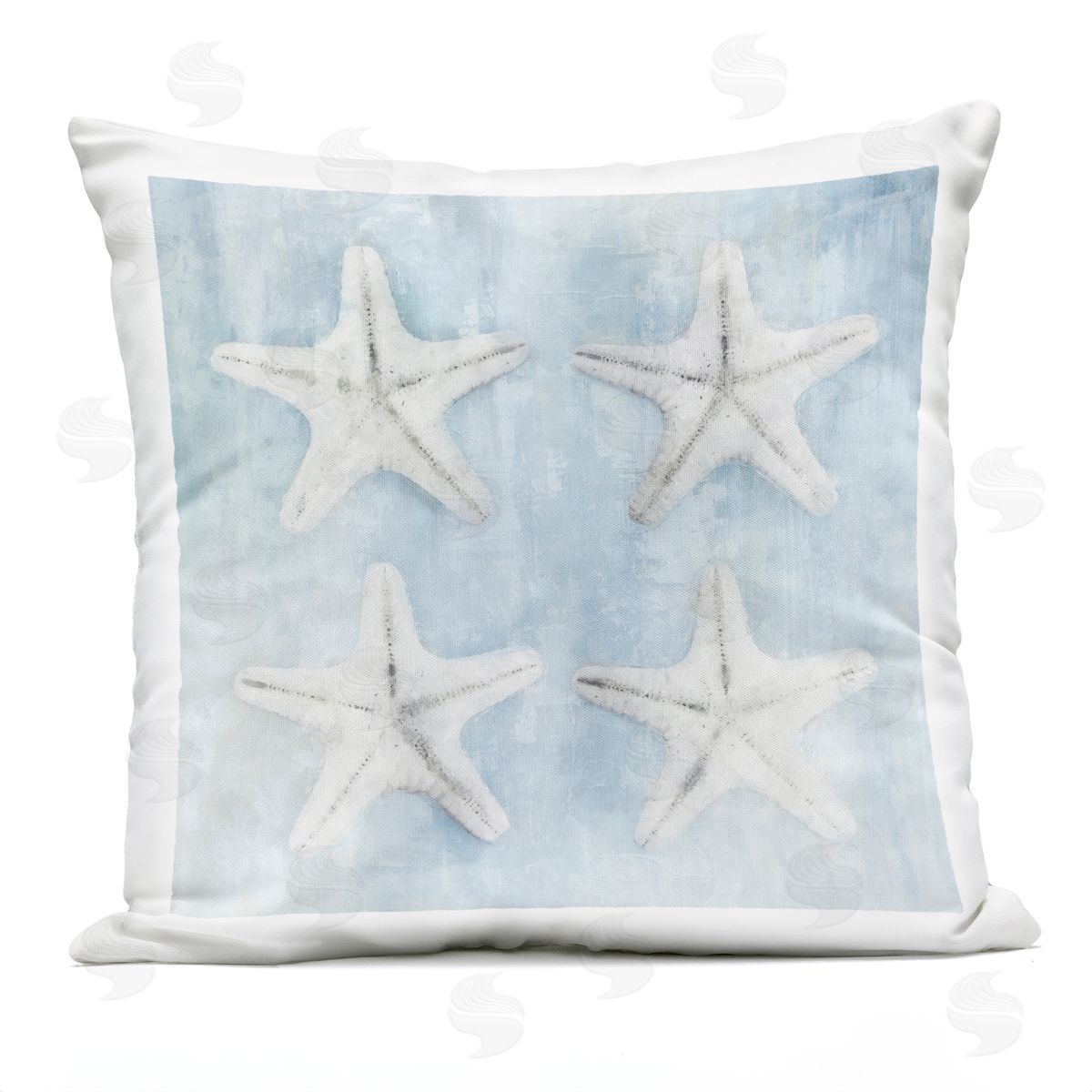 Starfish Sea Life Pastel Blue Outdoor Printed Pillow, Home Decor by Nina Blue