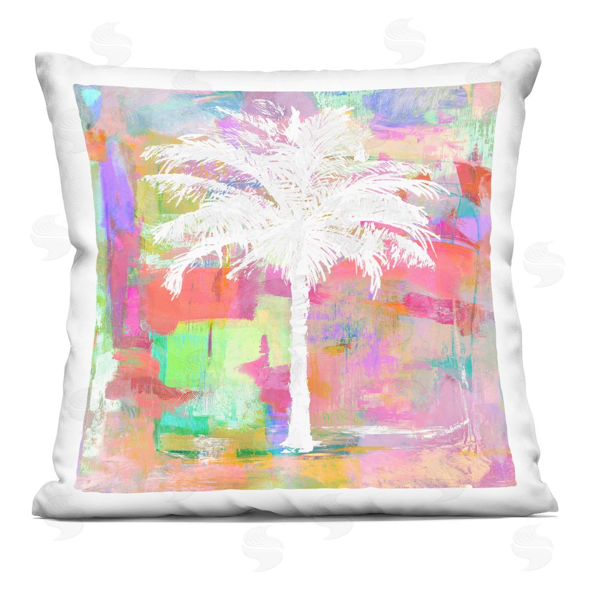 Modern Summer Palm Tree Decorative Printed Pillow, Home Decor by Kristen Dew
