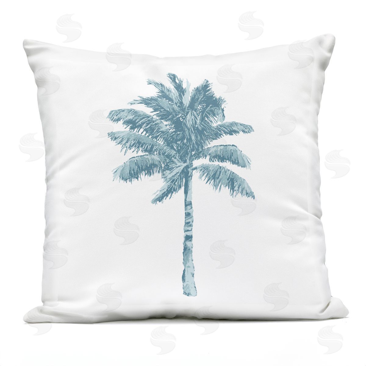 Minimal Blue Palm Tree Outdoor Printed Pillow, Home Decor by Kristen Drew