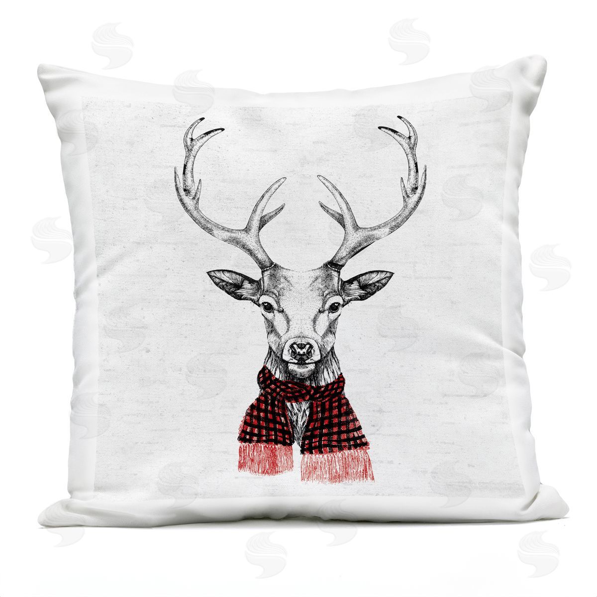 Winter Deer Red Plaid Scarf Outdoor Printed Pillow, Home Decor by Lettered and Lined