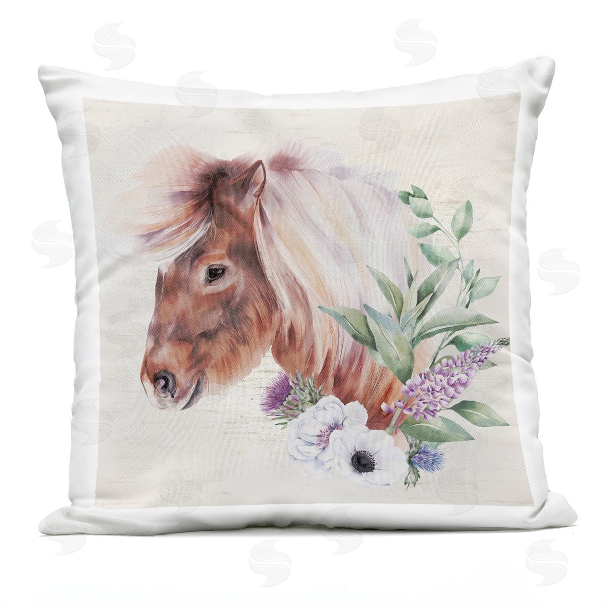Floral Horse Country Botanicals Outdoor Printed Pillow, Home Decor by Lux + Me Designs