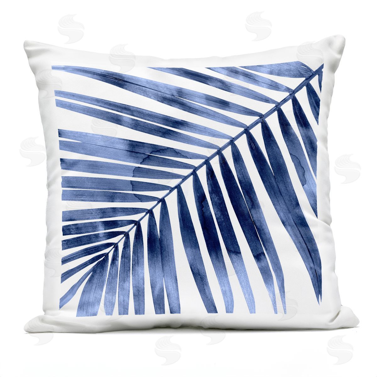 Blue Palm Leaf Tropical Outdoor Printed Pillow, Home Decor by Melonie Miller