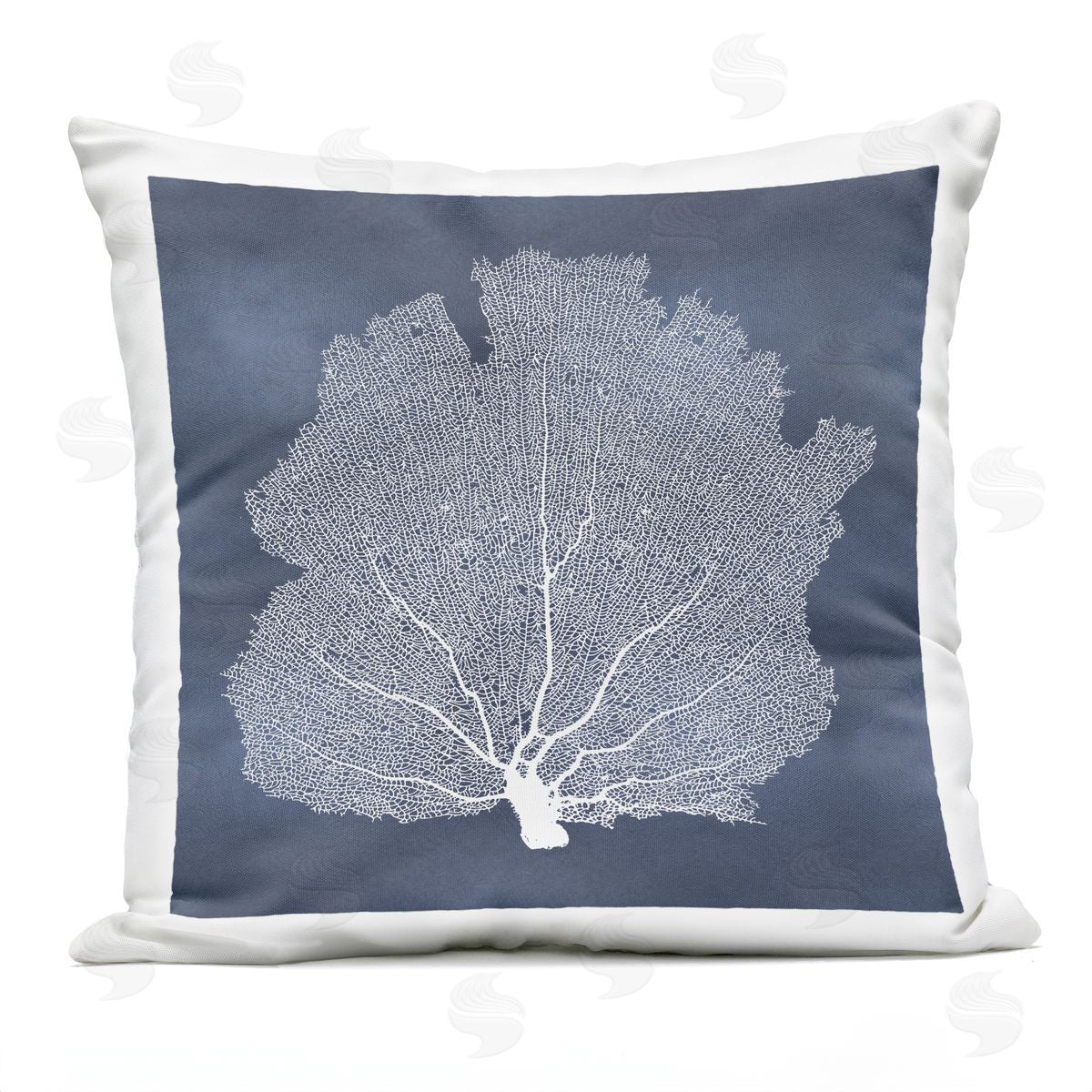 Modern Blue Coral Sea Life Outdoor Printed Pillow, Home Decor by Melonie Miller