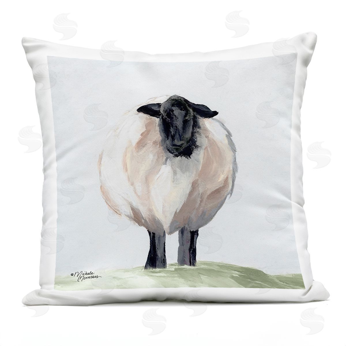 Country Sheep Rural Plains Outdoor Printed Pillow, Home Decor by Michelle Norman