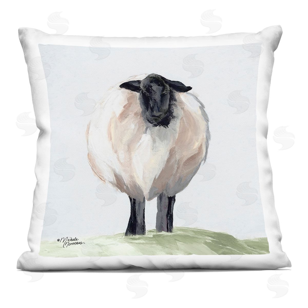 Country Sheep Rural Plains Decorative Printed Pillow, Home Decor by Michelle Norman