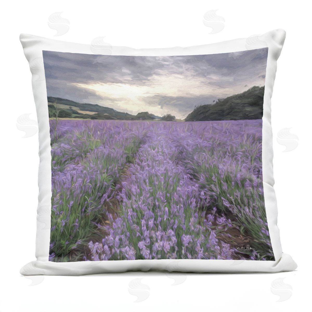 Iris Meadow Purple Flowers Outdoor Printed Pillow, Home Decor by Martin Podt