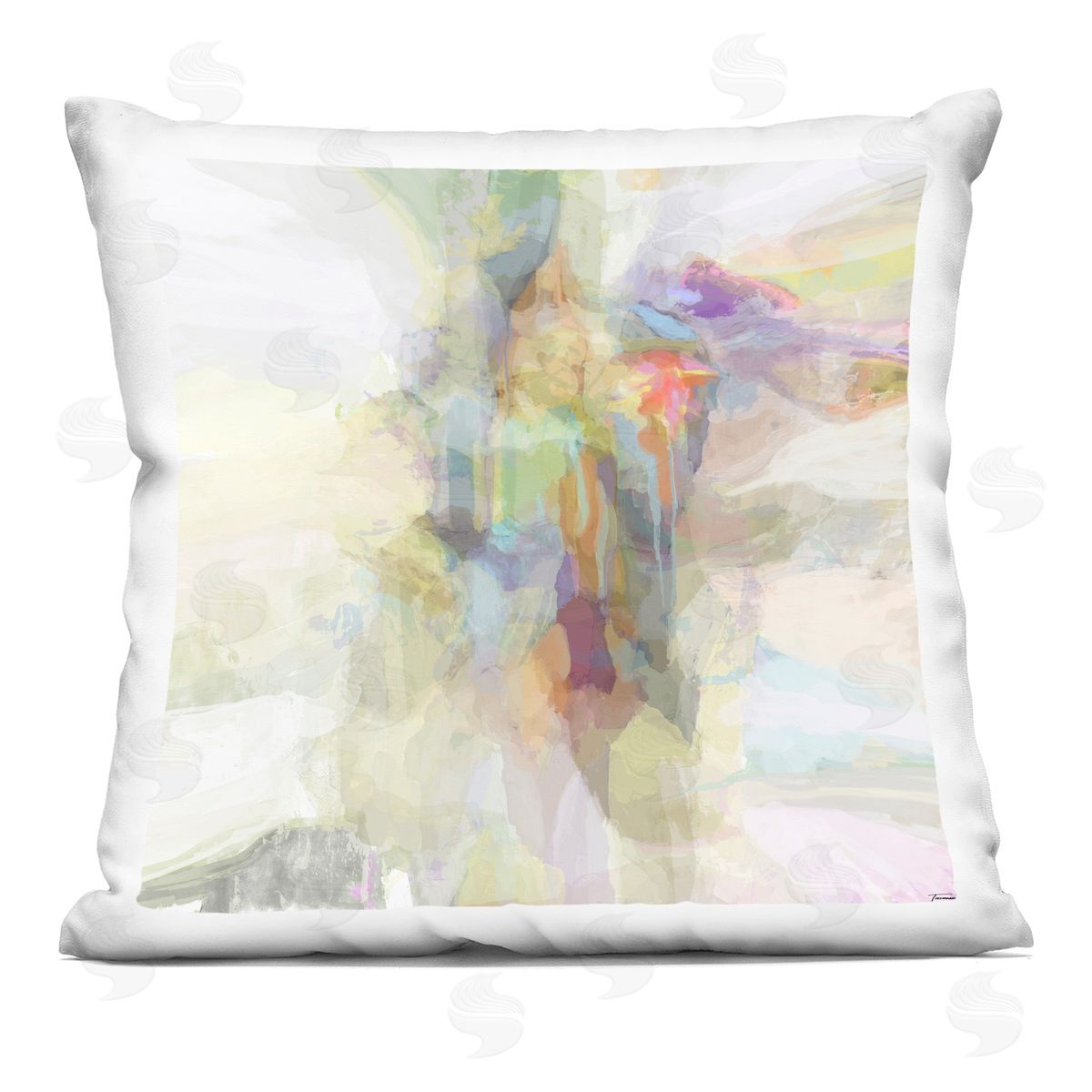 Abstract Pastel Fluid Contemporary Decorative Printed Pillow, Home Decor by Michael Tienhaara