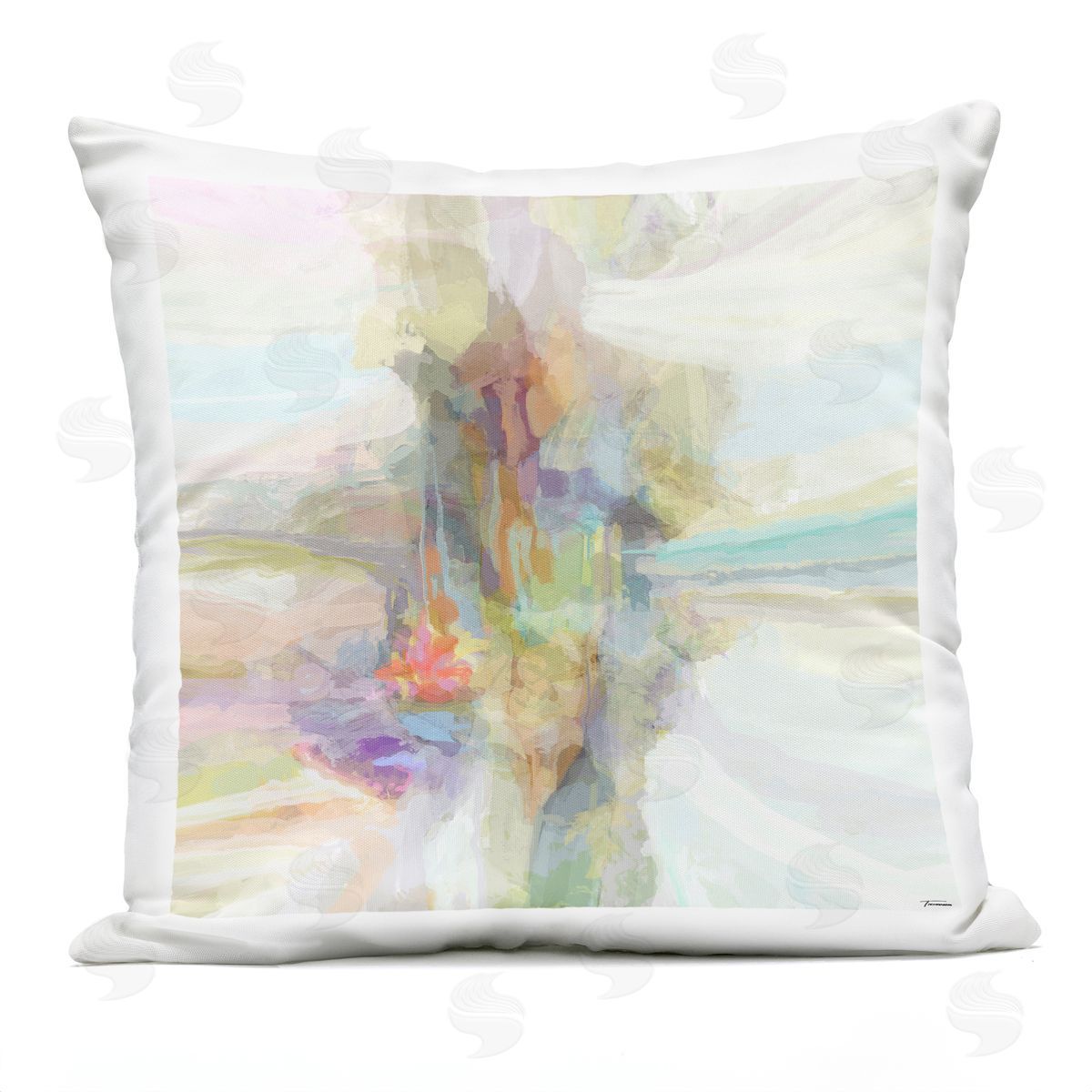 Soft Pastel Flowing Abstract Outdoor Printed Pillow, Home Decor by Michael Tienhaara