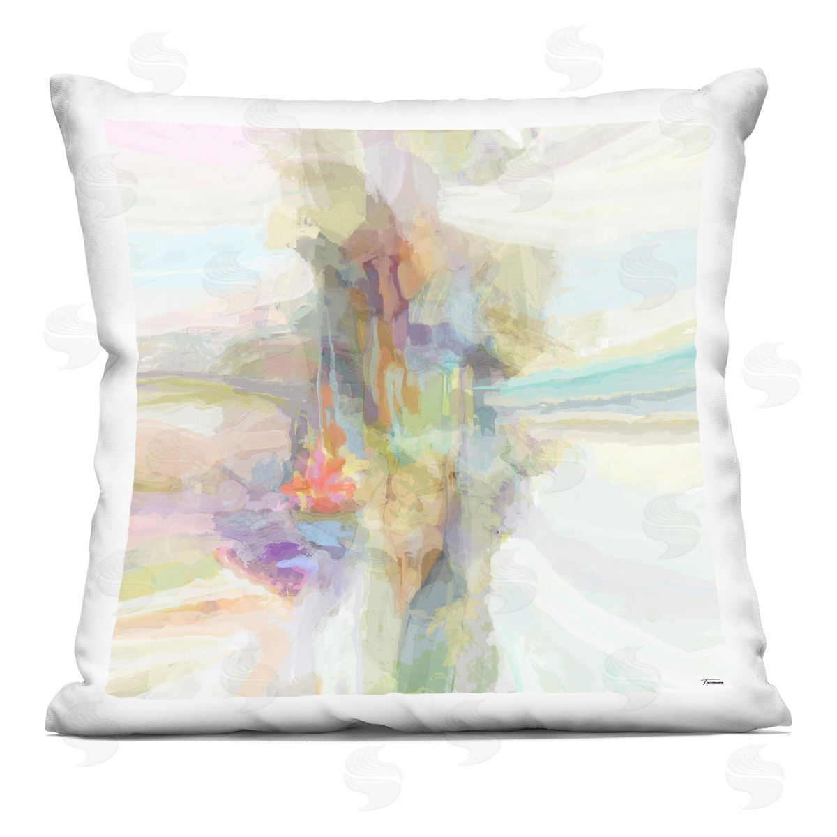 Soft Pastel Flowing Abstract Decorative Printed Pillow, Home Decor by Michael Tienhaara