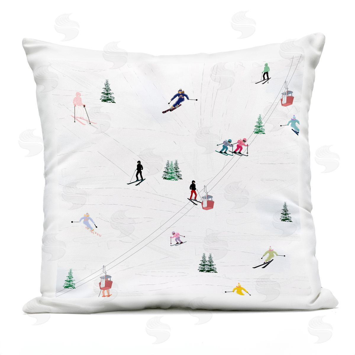 Snowy Winter Ski Slopes Outdoor Printed Pillow, Home Decor by Ashley Singleton