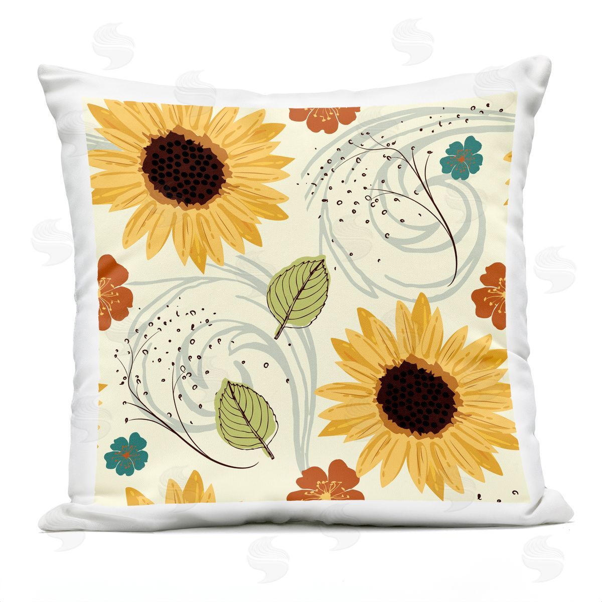 Nicole DeCamp Warm Sunflower Botanicals Pattern Outdoor Quick-Dry Polyester Printed Throw Pillow