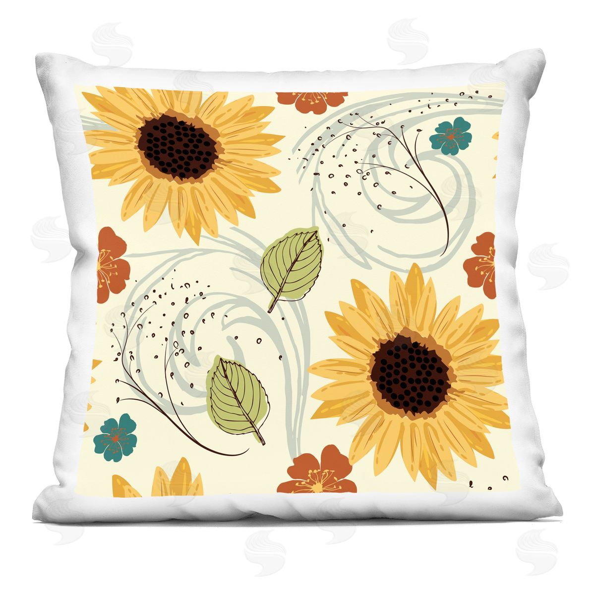 Nicole DeCamp Warm Sunflower Botanicals Pattern Printed Plush Polyester Throw Pillow
