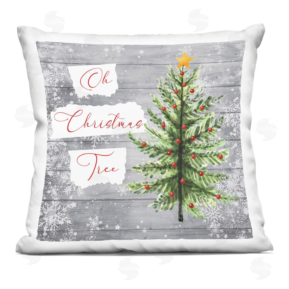 Nicole DeCamp Oh Christmas Tree Winter Snowflakes Printed Plush Polyester Throw Pillow