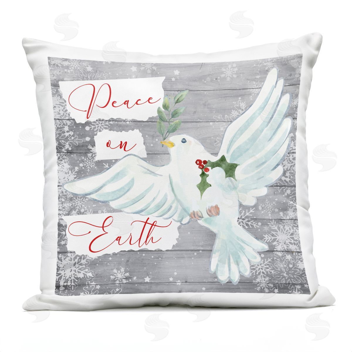 Nicole DeCamp Peace On Earth Winter Dove Outdoor Quick-Dry Polyester Printed Throw Pillow