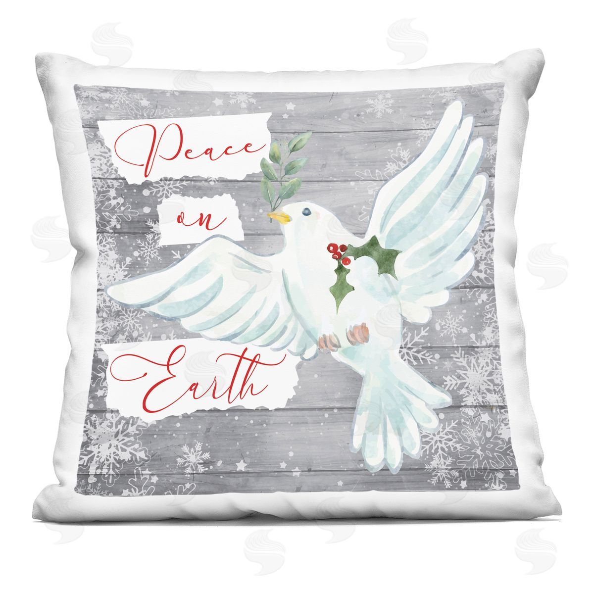 Nicole DeCamp Peace On Earth Winter Dove Printed Plush Polyester Throw Pillow